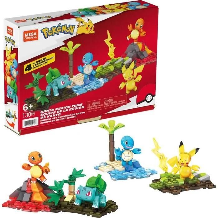 Mega Construx Pokémon Hfg05 Equipe De La Région De Kanto Ensemble 4pcs Figurines Articulées À Construire 5cm