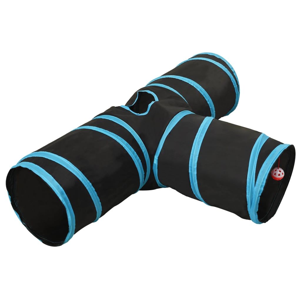 Meilleurs prix pour Vidaxl Tunnel Pour Chats À 3 Voies Noir Et Bleu 90 Cm Polyester