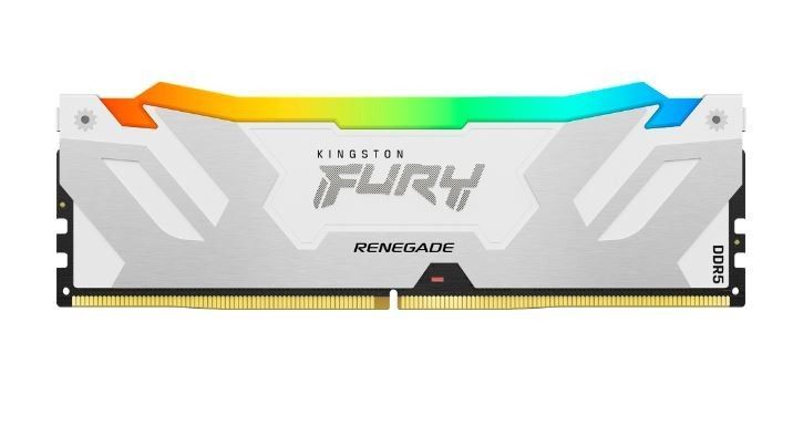 Kingston FURY Renegade RGB - DDR5 - kit - 32 Go: 2 x 16 Go - DIMM 288 broches - 6000 MHz / PC5-48000 - CL32 - 1.35 V - mémoire sans tampon - on-die ECC - blanc et argent