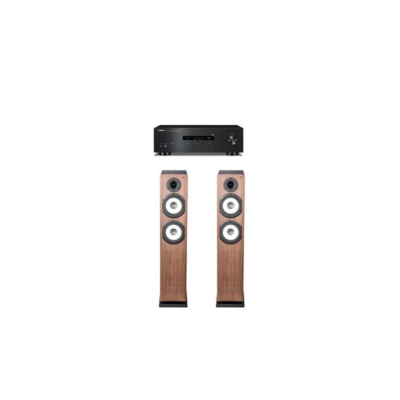 Amplificateur Yamaha R S202D + Paire d'enceintes colonne Cabasse Jersey MT322 Noyer - vue 4
