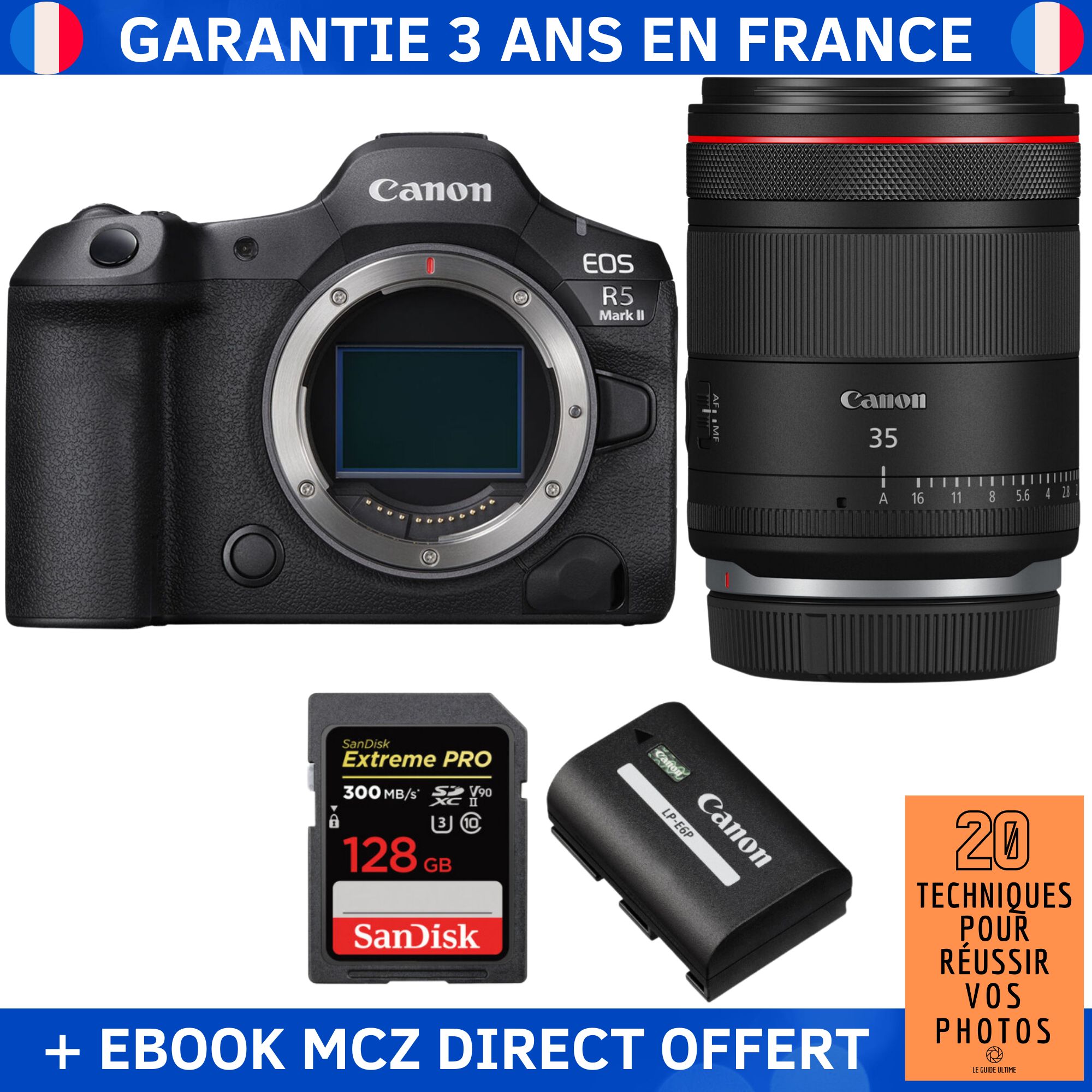 Canon EOS R5 Mark II + RF 35mm f1.4 VCM + 1 SanDisk Extreme PRO UHS II SDXC 300 MB/ + 1 Canon LP E6P + Ebook '20 Techniques pour Réussir vos Photos' Appareil Photo Hybride Canon - vue 4