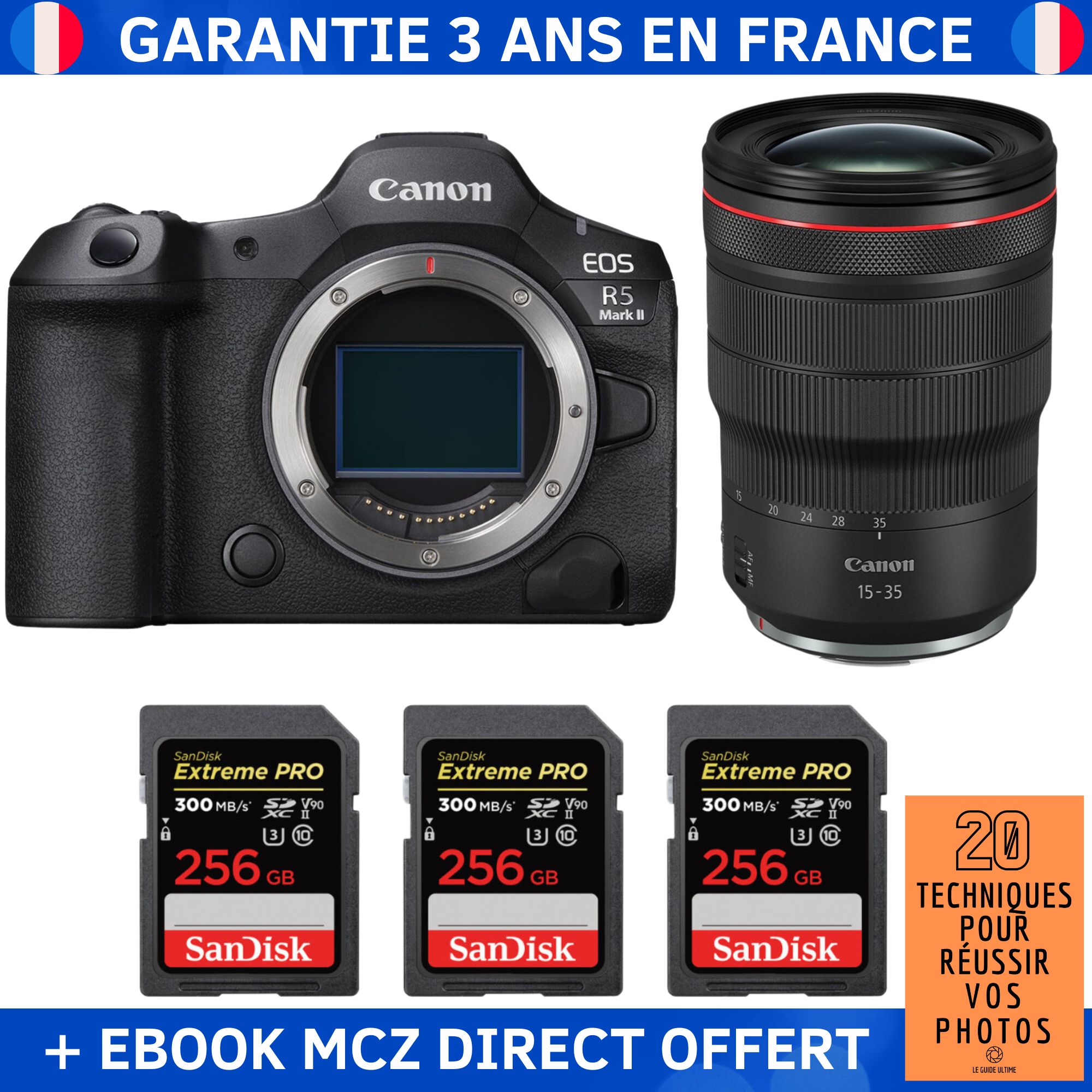 Canon EOS R5 Mark II + RF 15 35mm f2.8 IS USM + 3 SanDisk Extreme PRO UHS II SDXC 300 MB/ + Ebook '20 Techniques pour Réussir vos Photos' Appareil Photo Hybride Canon - vue 5