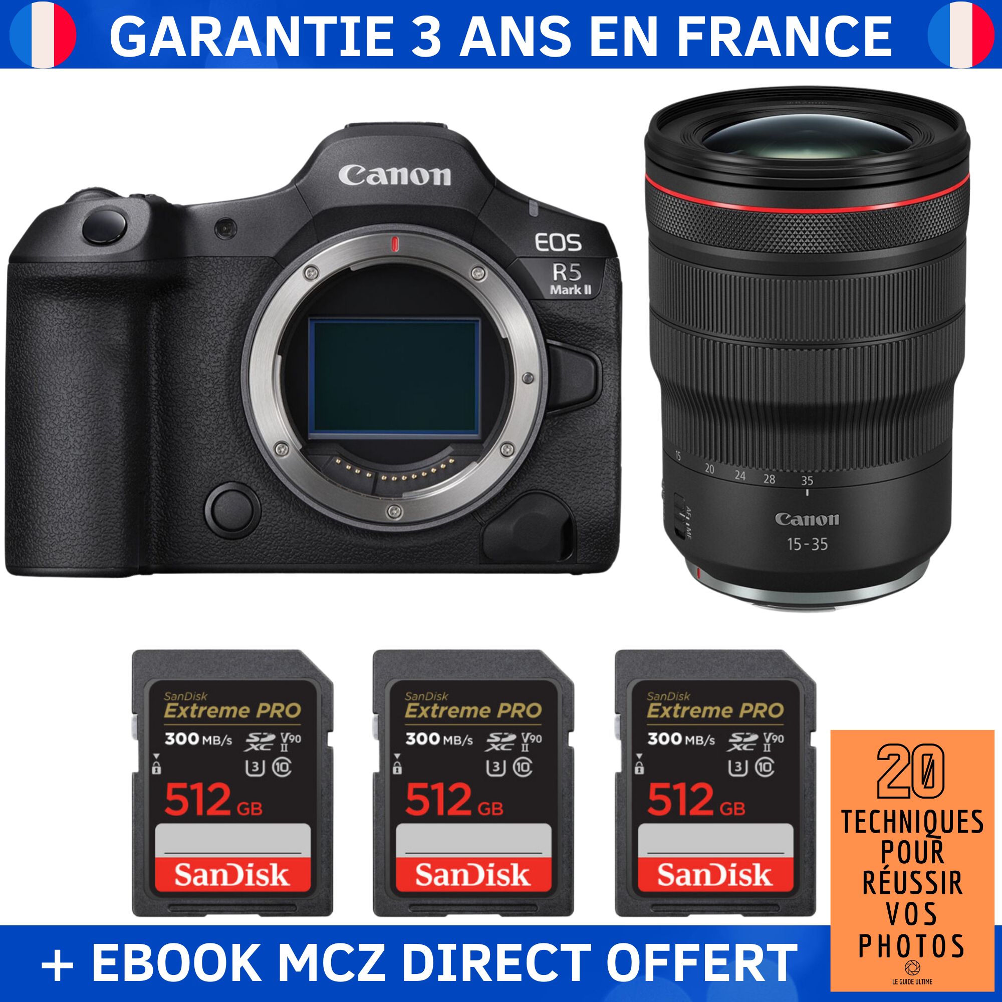 Canon EOS R5 Mark II + RF 15 35mm f2.8 IS USM + 3 SanDisk Extreme PRO UHS II SDXC 300 MB/ + Ebook '20 Techniques pour Réussir vos Photos' Appareil Photo Hybride Canon - vue 4