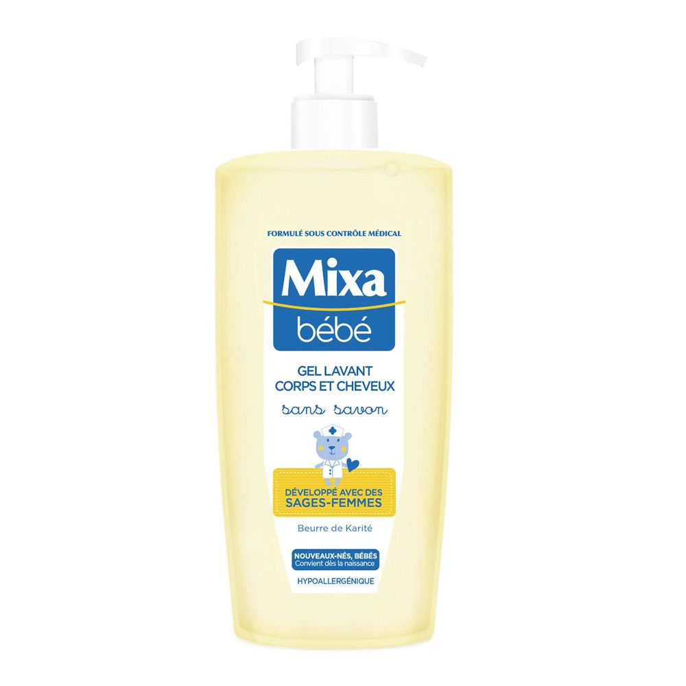 Gel Douche Bébé Corps Et Cheveux Sans Savon Hypoallergénique Mixa Bebe La Pompe De 750ml - vue 2