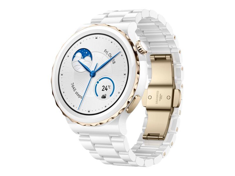 Huawei Watch GT 3 Pro - 43 mm - céramique blanche - montre intelligente avec bracelet - céramique - blanc - taille du poignet : 130-190 mm - affichage 1.32 - NFC, Bluetooth - 50 g
