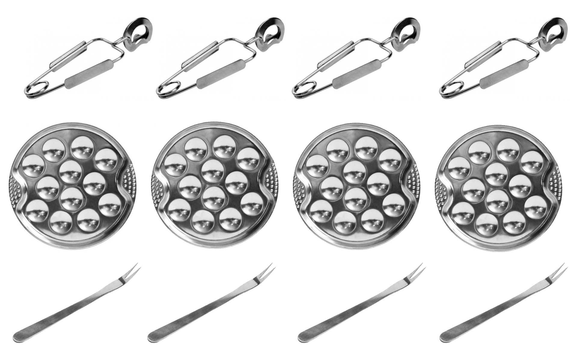 &D KU6097 Coffret Dégustation Escargots Service 4 personnes Assiettes fourchettes et pinces Inox H22 5 x 3 3 x 32 cm