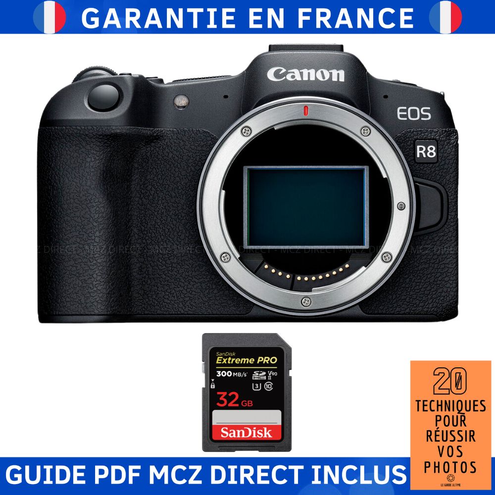 Canon EOS R8 + 1 SanDisk Extreme PRO UHS II SDXC 300 MB/ + Guide PDF MCZ DIRECT '20 TECHNIQUES POUR RÉUSSIR VOS PHOTOS - vue 2