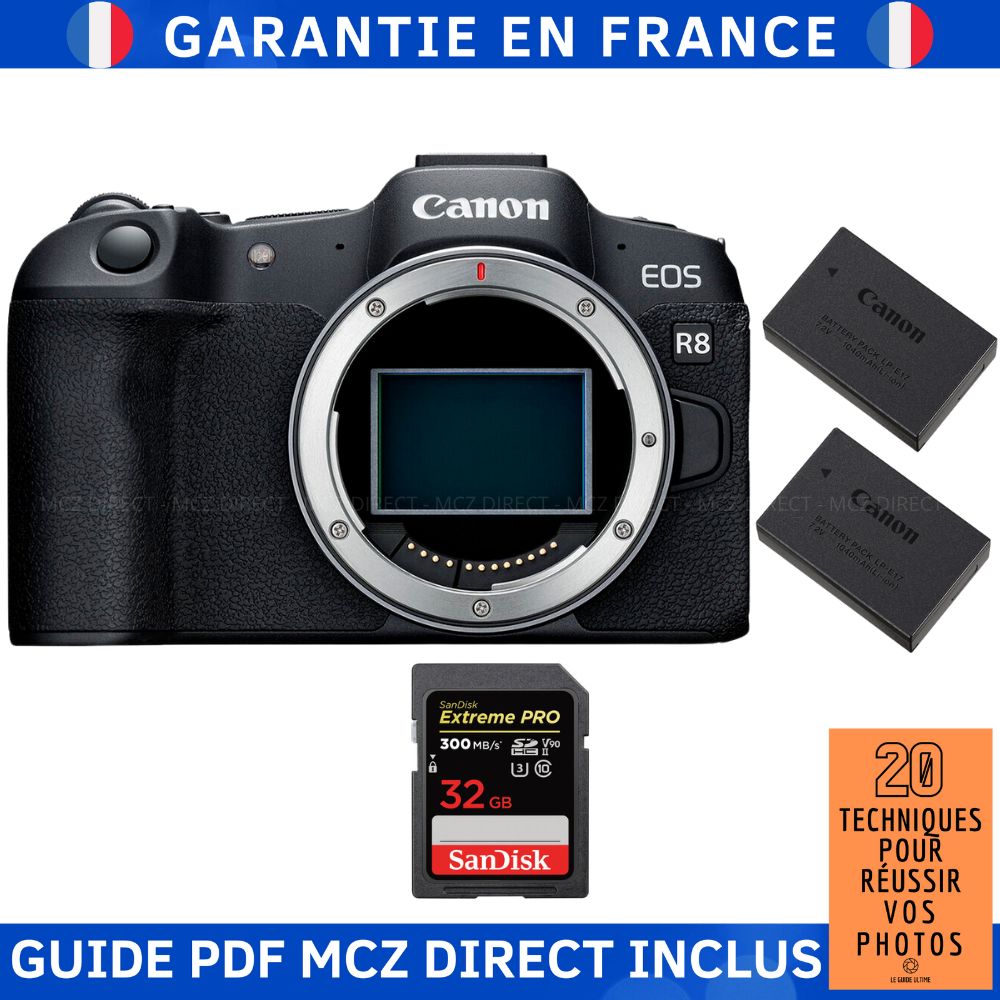 Canon EOS R8 + 1 SanDisk Extreme PRO UHS II SDXC 300 MB/ + 2 Canon LP E17 + Guide PDF MCZ DIRECT '20 TECHNIQUES POUR RÉUSSIR VOS PHOTOS - vue 3