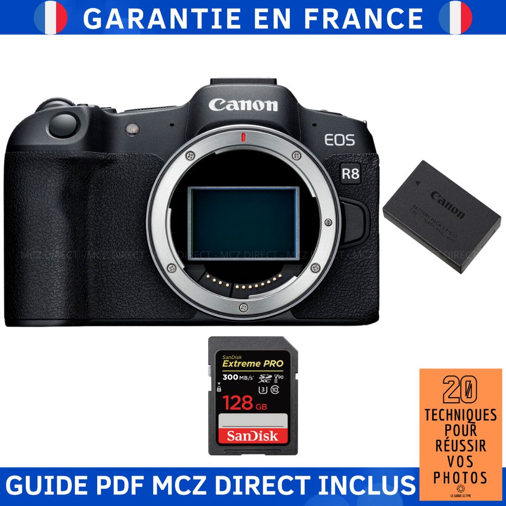 Canon EOS R8 + 1 SanDisk Extreme PRO UHS II SDXC 300 MB/ + 1 Canon LP E17 + Guide PDF MCZ DIRECT '20 TECHNIQUES POUR RÉUSSIR VOS PHOTOS - vue 2