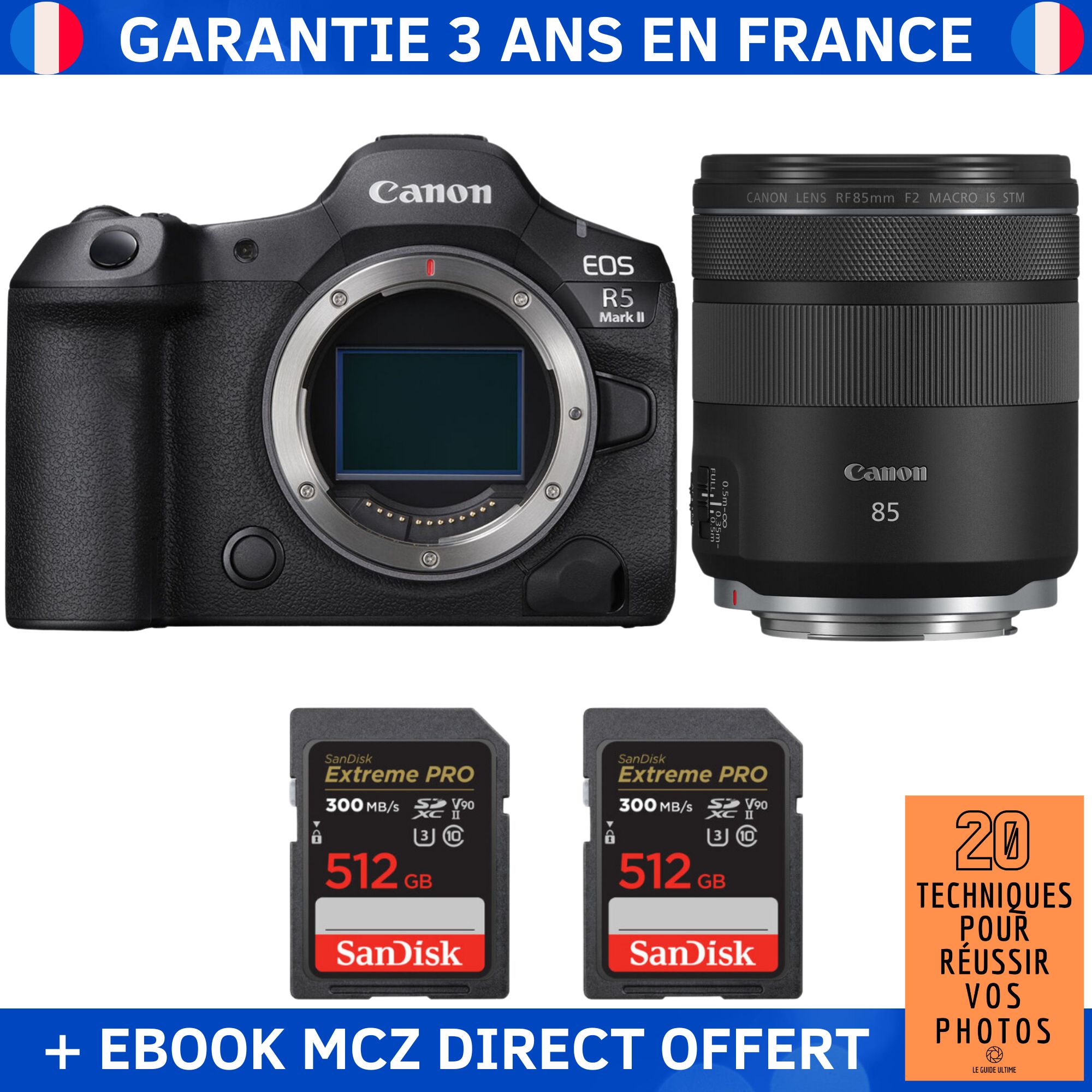 Canon EOS R5 Mark II + RF 85mm f2 Macro IS STM + 2 SanDisk Extreme PRO UHS II SDXC 300 MB/ + Ebook '20 Techniques pour Réussir vos Photos' Appareil Photo Hybride Canon - vue 2