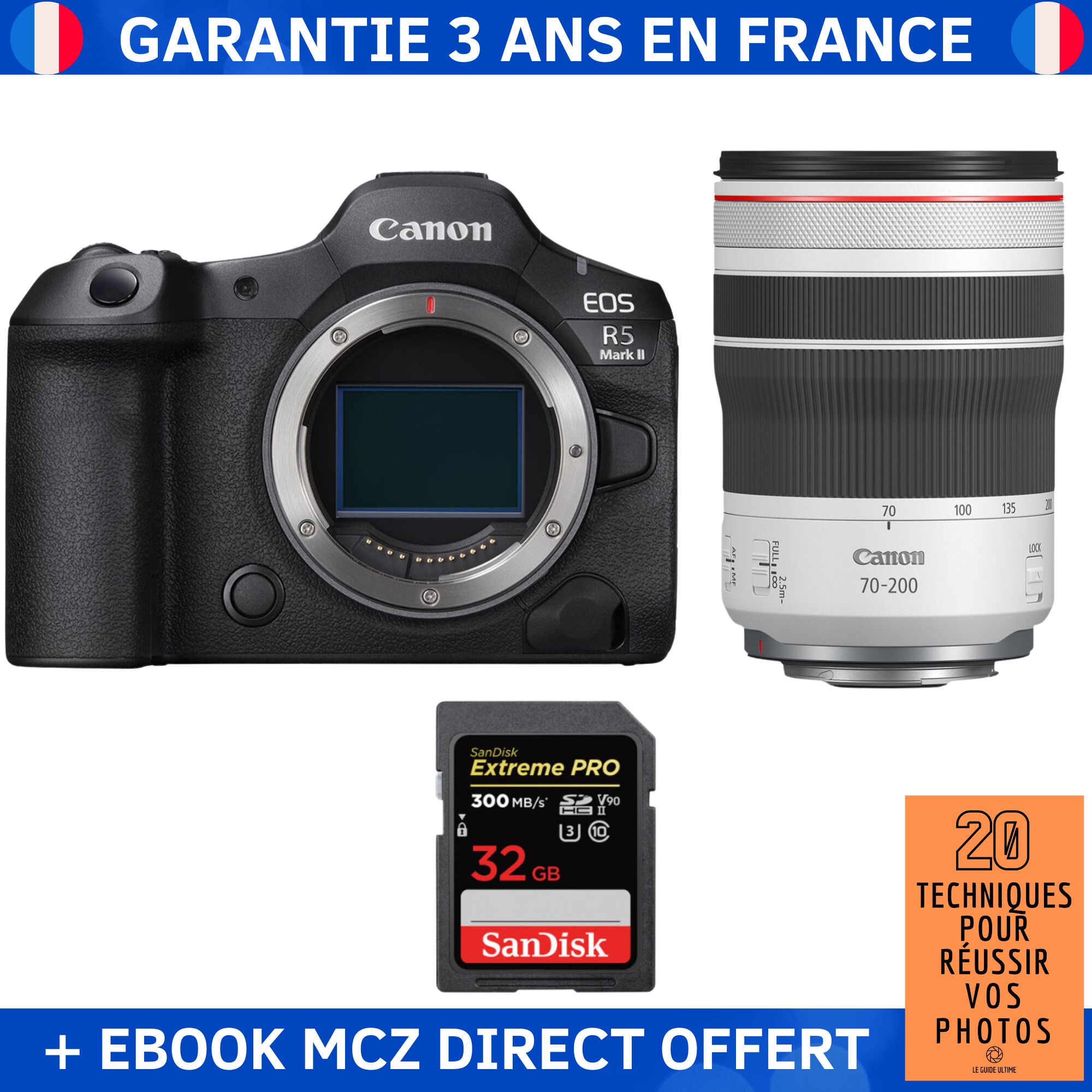 Canon EOS R5 Mark II + RF 70 200mm f4 IS USM + 1 SanDisk Extreme PRO UHS II SDXC 300 MB/ + Ebook '20 Techniques pour Réussir vos Photos' Appareil Photo Hybride Canon - vue 5