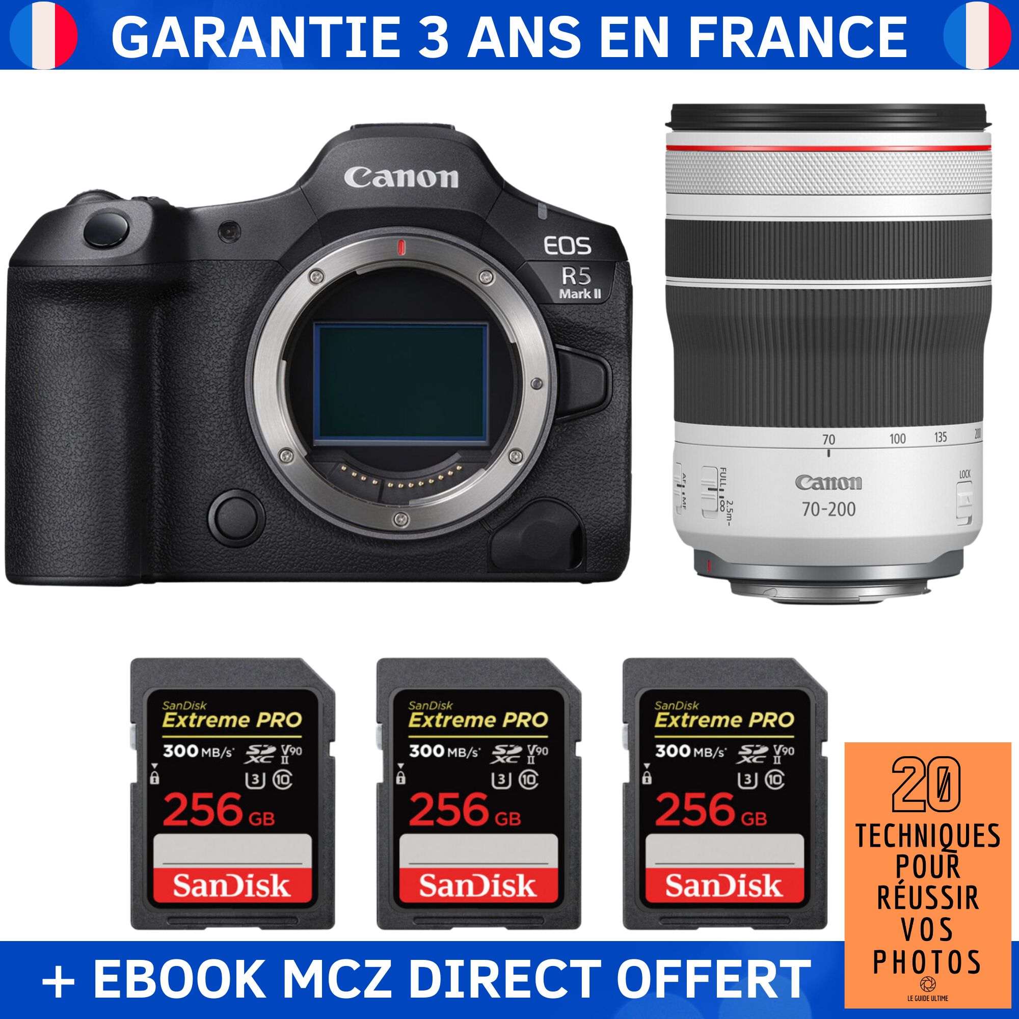 Canon EOS R5 Mark II + RF 70 200mm f4 IS USM + 3 SanDisk Extreme PRO UHS II SDXC 300 MB/ + Ebook '20 Techniques pour Réussir vos Photos' Appareil Photo Hybride Canon - vue 4