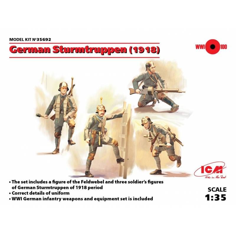 Icm - German Sturmtruppen (1918)Maquette Figurine German Sturmtruppen (1918) Icm 35692 1/35ème Maquette Char Promo Figurine Miniature