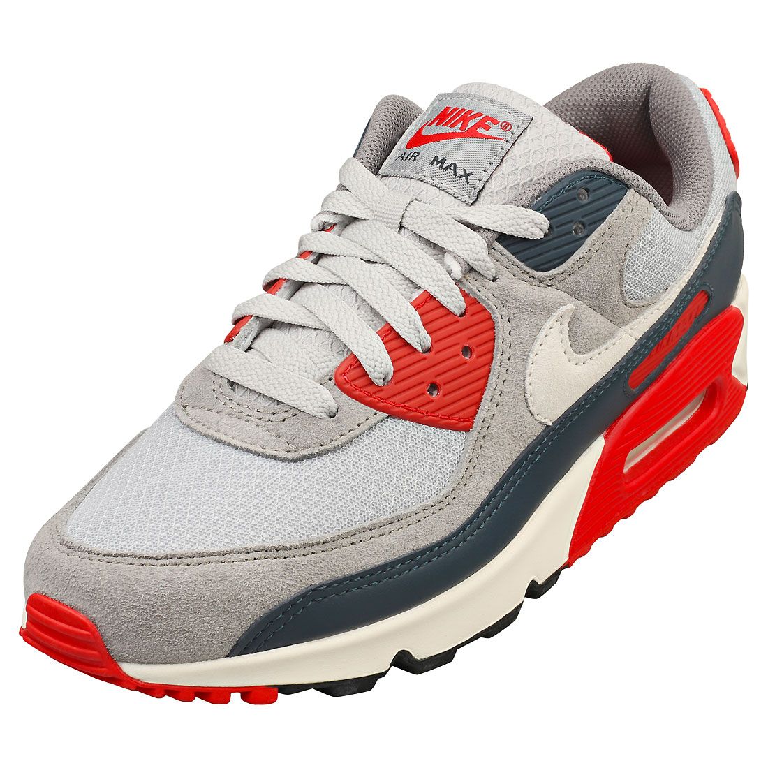 Nike Air Max 90 Pour Hommes - Baskets En Suédé Et Textile, Gris Rouge