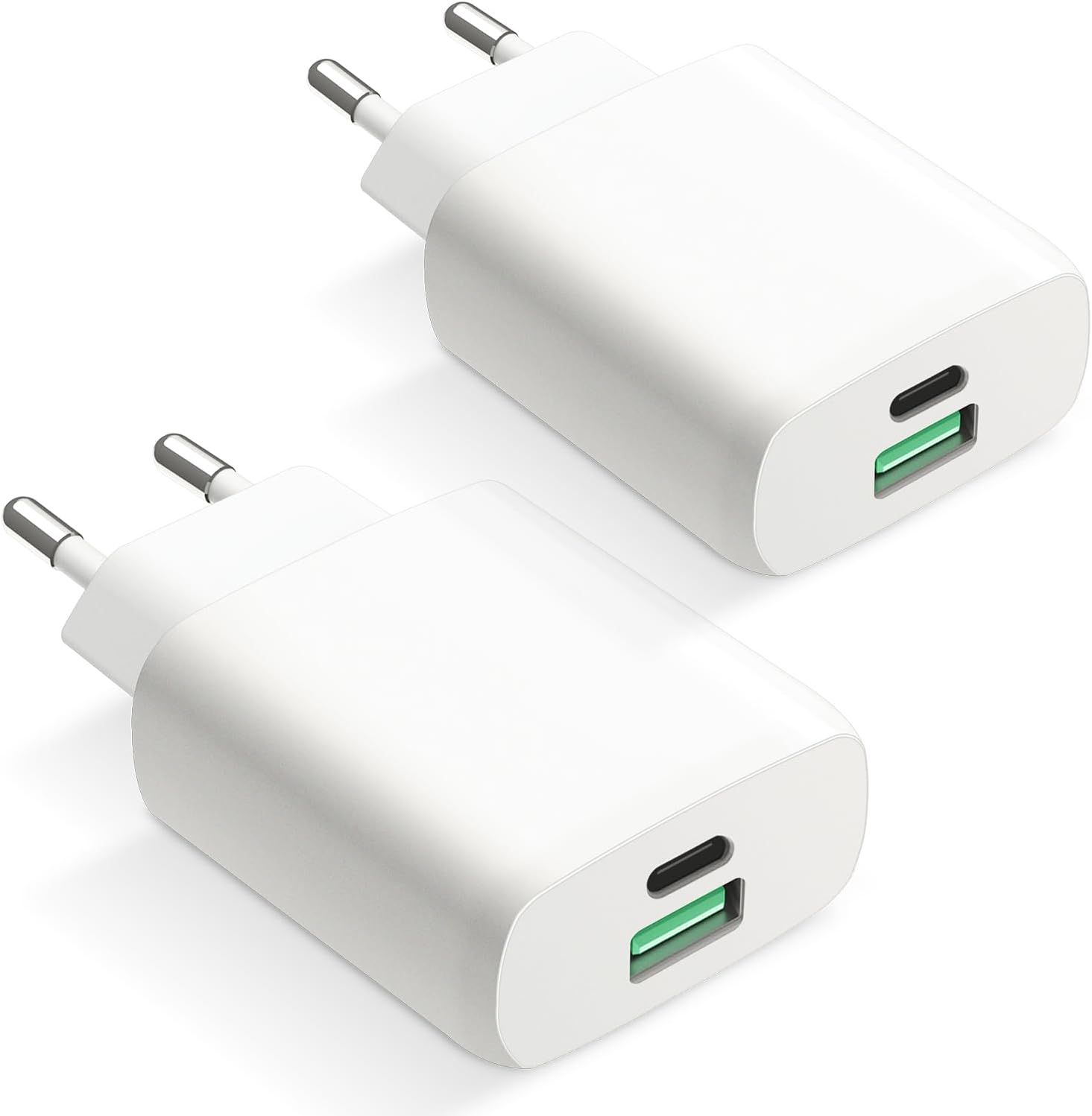 USB C Rapide Chargeur GaN,30W 2-Ports USBC USBA Prise Mural Type C Secteur Adaptateur Alimentation pour iPhone 15/15 Pro/15 Pro Max/15 Plus/14/13/12/11/SE/X/XS/XR Samsung etc