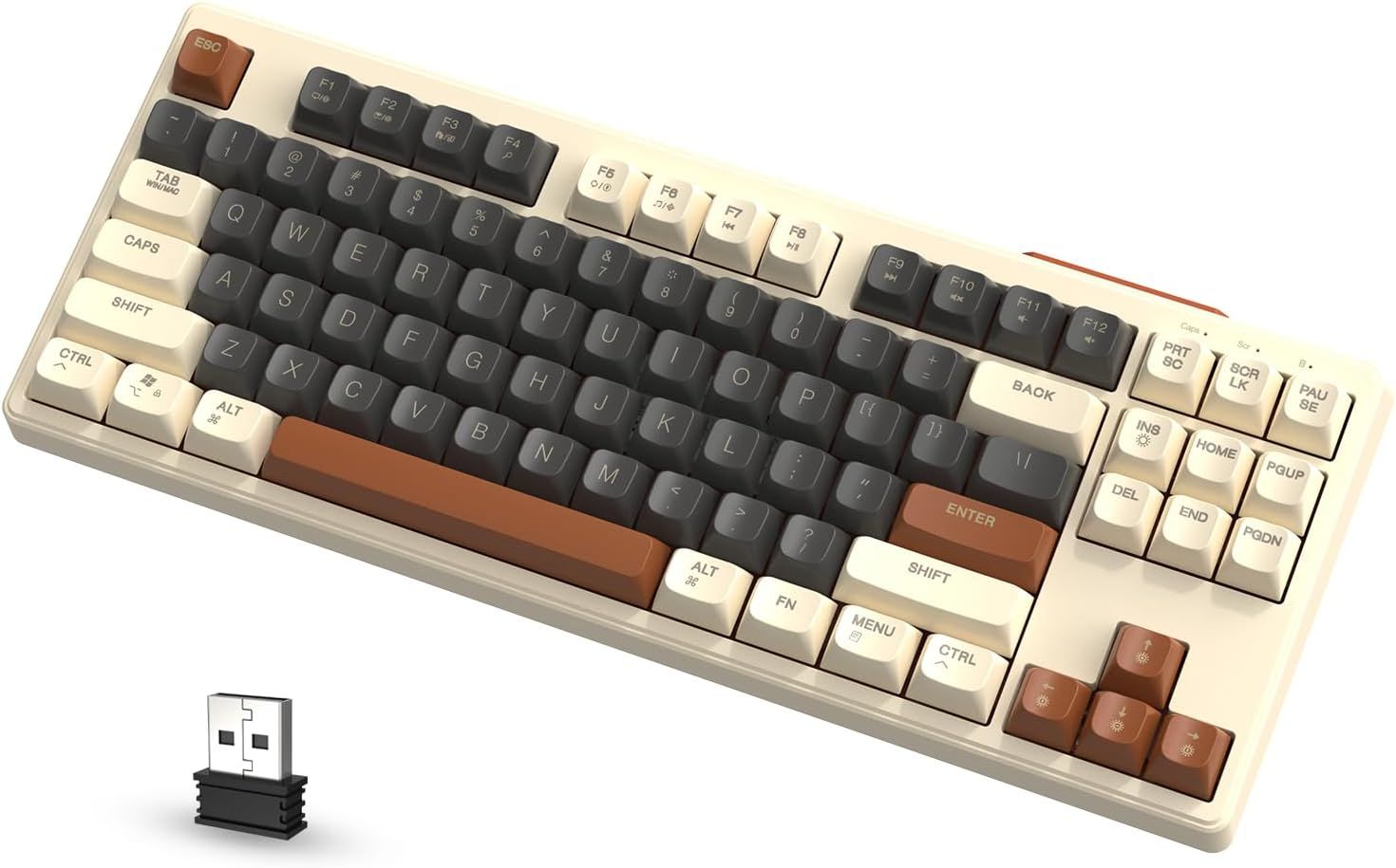 M87 Clavier De Jeu 80% Sans Fil,87 Touches TKL RGB,Sensation Mécanique SA PBT,Clavier Bluetooth/2,4 Ghz Double Mode,Batterie 4000 Mah Pour Mac/Win,Bureau/Jeu Silencieux-Café