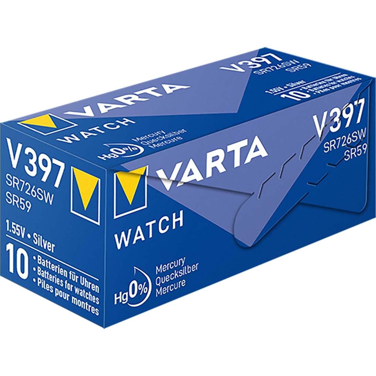VARTA Lot de 10 Piles oxyde Watch V397 SR59 SR726SW 1 55 Volt