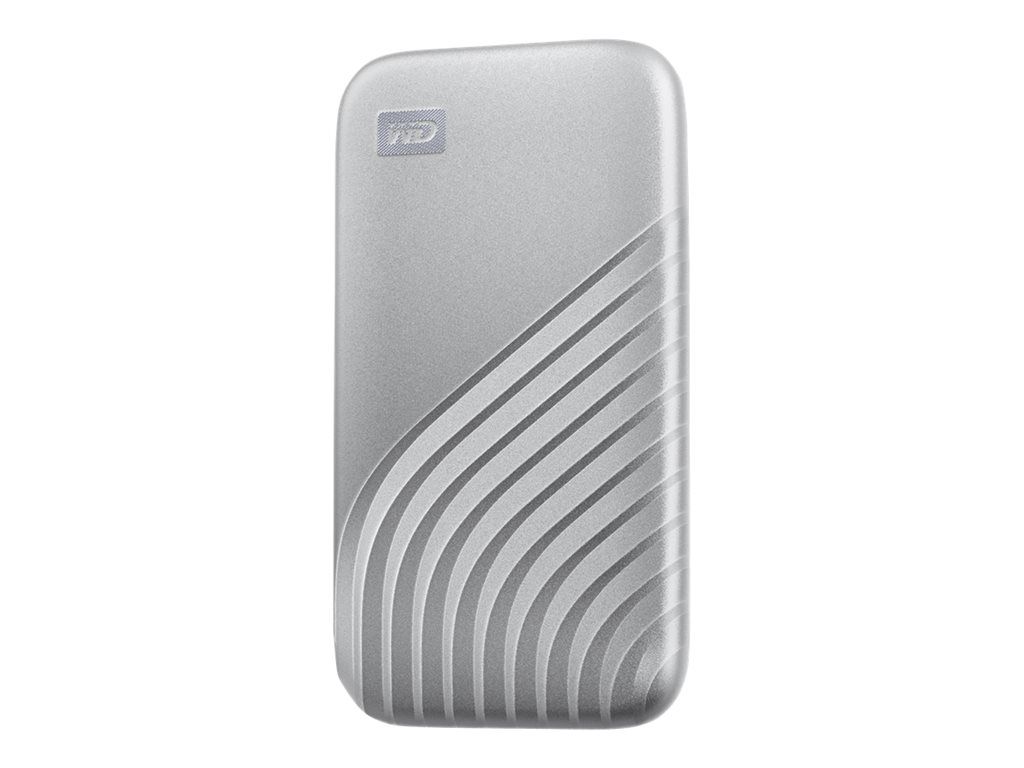 WD My Passport SSD WDBAGF5000ASL - SSD - chiffré - 500 Go - externe (portable) - USB 3.2 Gen 2 (USB-C connecteur) - AES 256 bits - argent