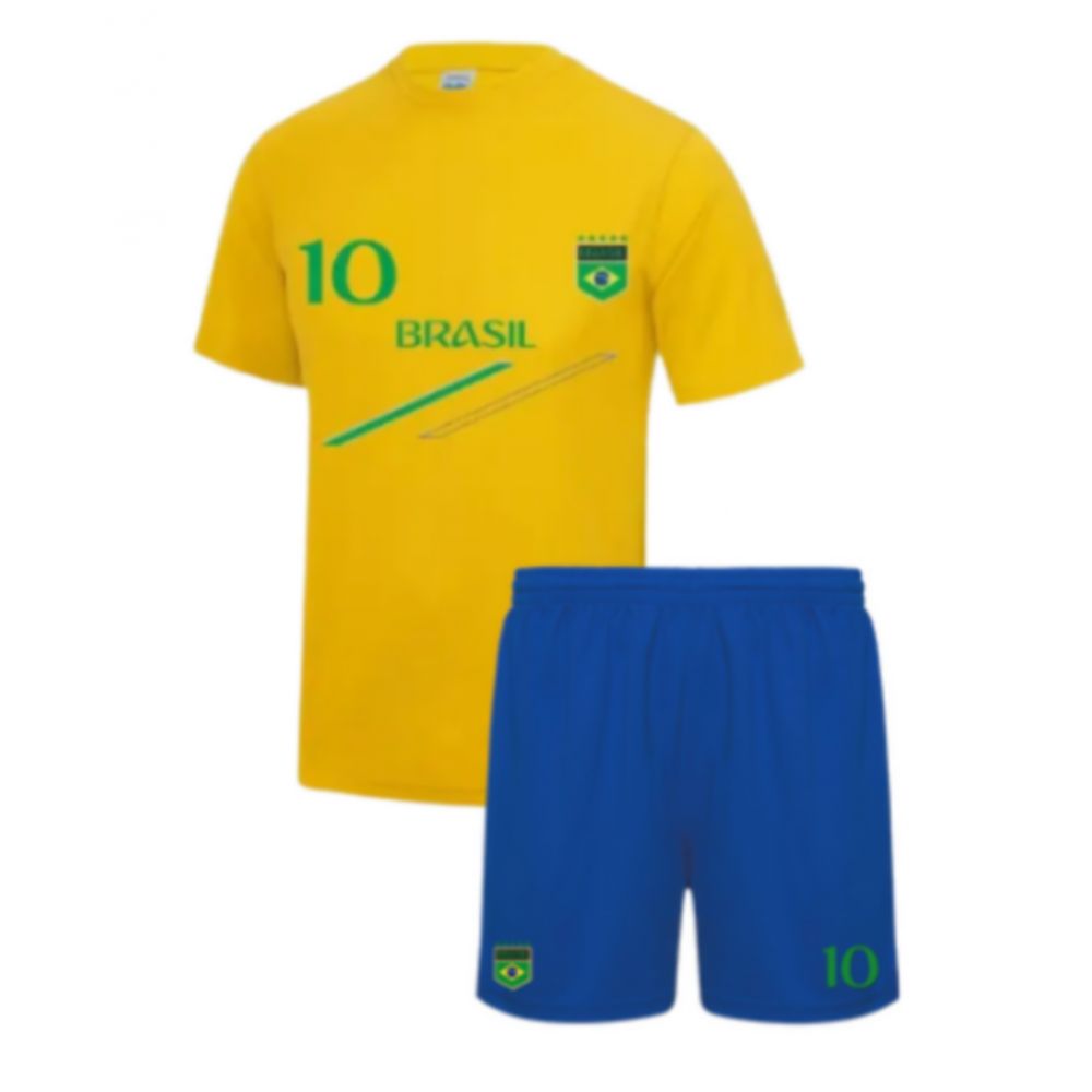 Ensemble De Foot Short Et Maillot Du Brésil Enfant (Taille 5/6 Ans,Couleur Jaune)