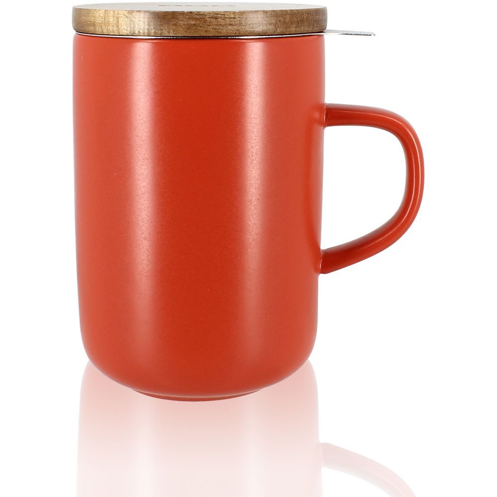 Tisanière 475ml terracotta avec couvercle bois - vue 3