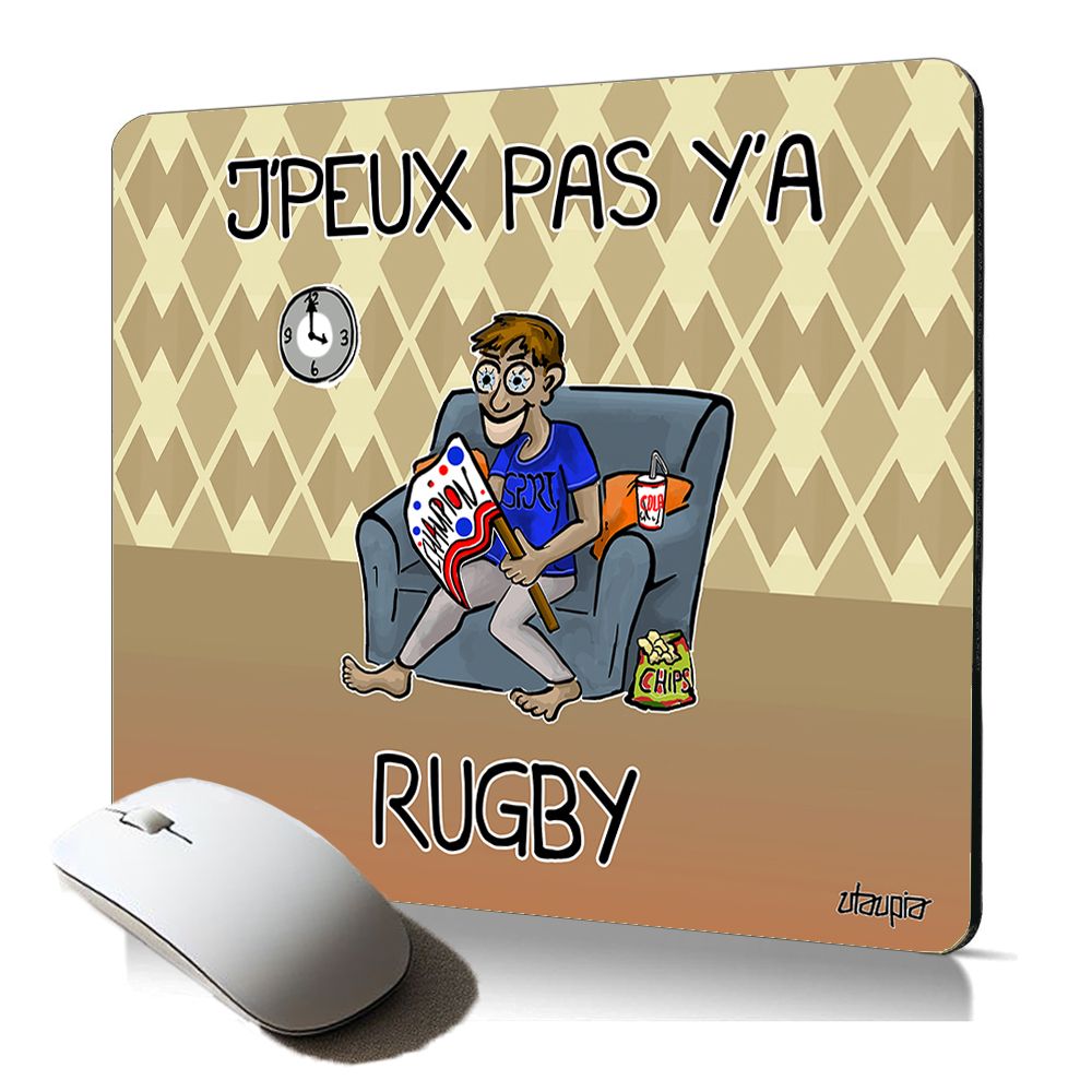 tapis de souris souple j'peux pas y'a rugby cadeau drole comique accessoire informatique texte bd XV de France