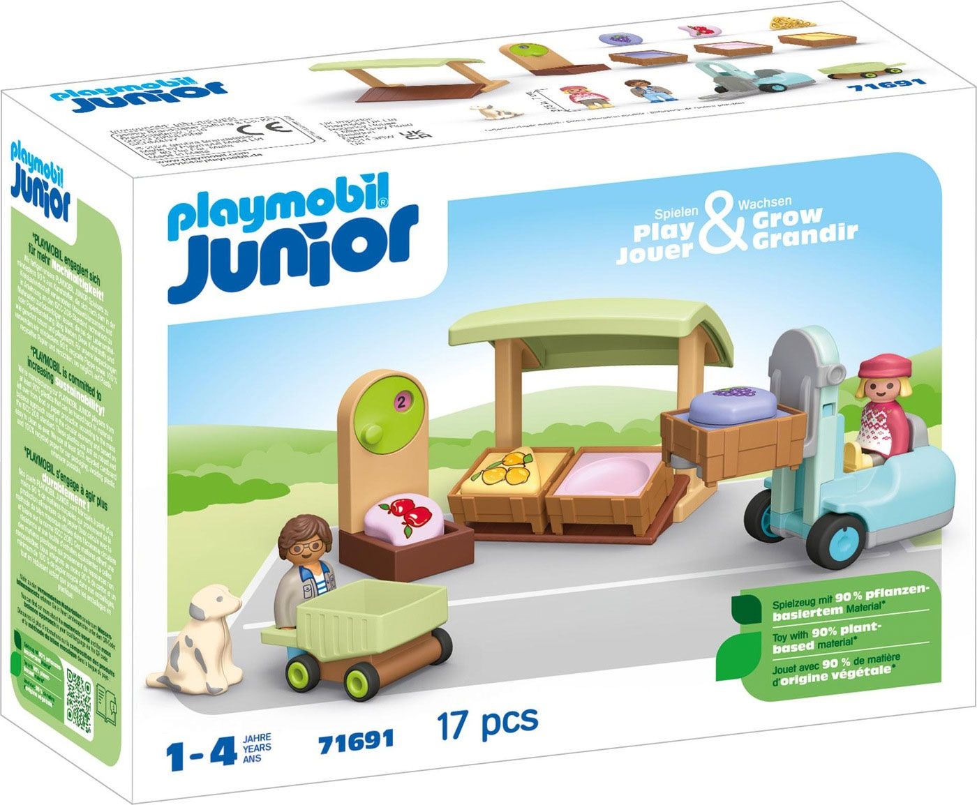 Playmobil Junior 71691 - Stand De Marché Bio &amp Chariot Élévateur