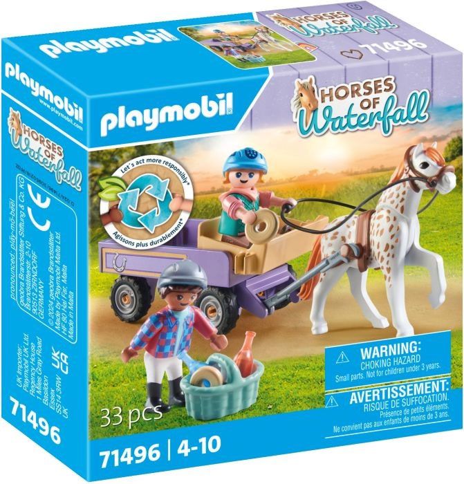 Playmobil Horses Of Waterfall 71496 - Enfants Avec Calèche Et Poney