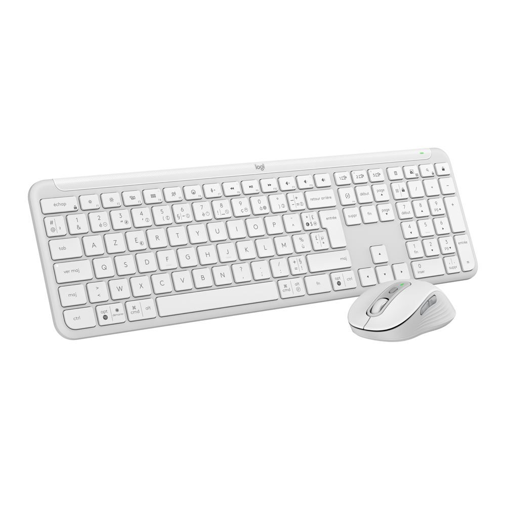 Logitech Signature Slim Combo MK950 - Ensemble clavier et souris - 100% - full size - sans fil - Bluetooth 5.1 LE - AZERTY - Français - blanc cassé