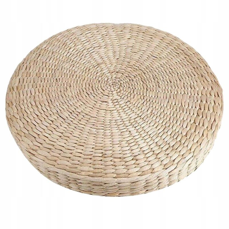 Tapis de chaise rond en paille coussin d'herbe beige