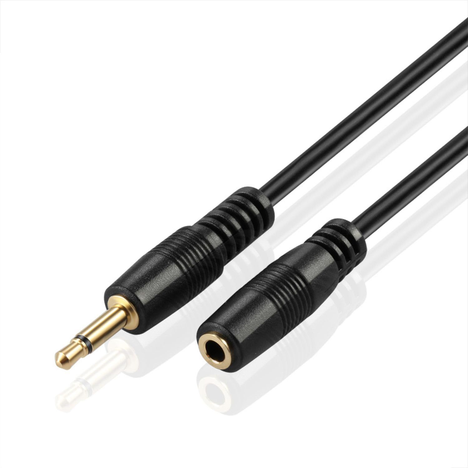 Rallonge Jack Mono 3,5 mm, Rallonge câble Jack Audio, mâle vers Femelle - 2m, rallonge Casque Audio TS, adapteur pour Port Mini Jack, connecteur plaqué Or pour Prolonger Connexion, Noir, 2 mètres