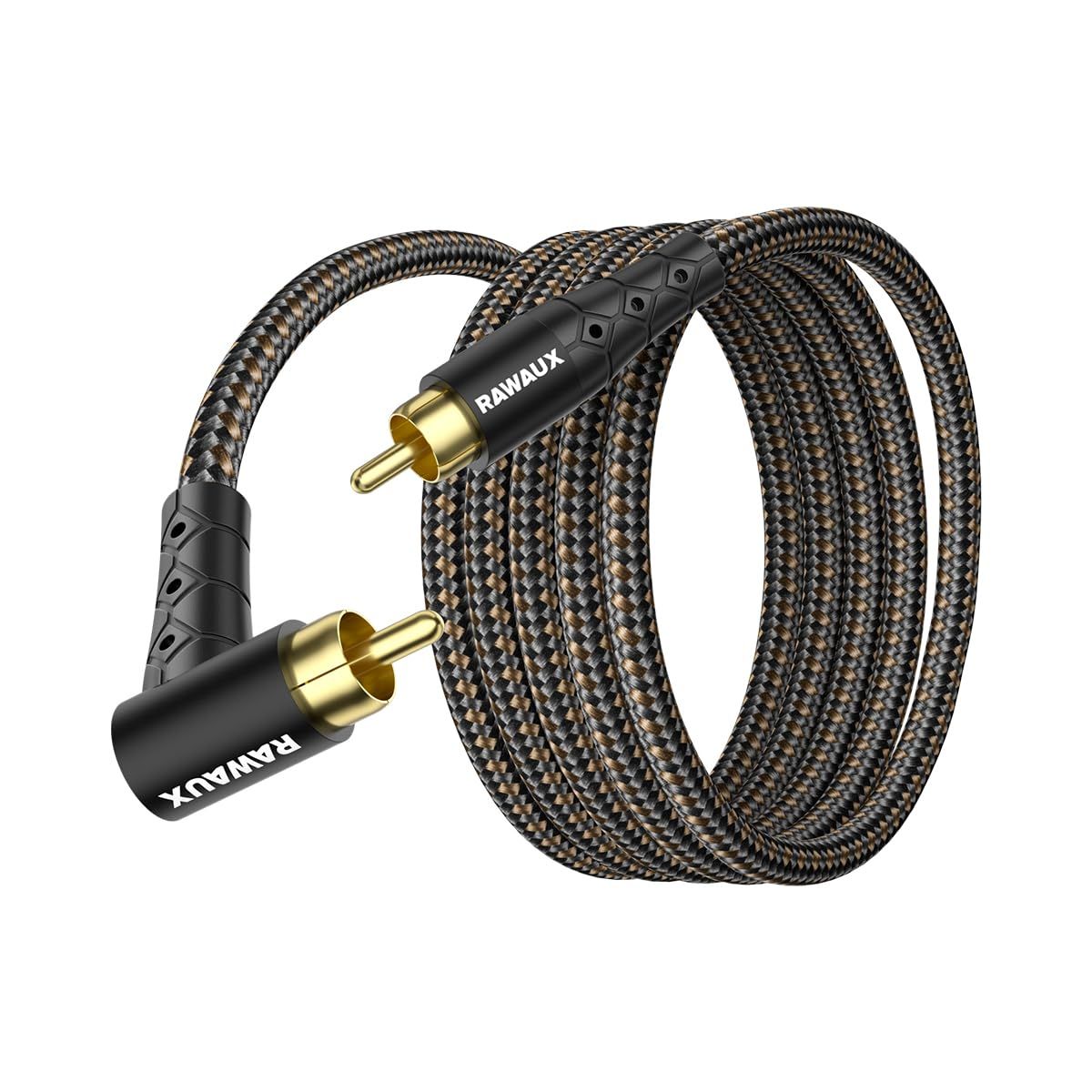 Càble Coaxial Audio Cable Subwoofer à 90 Degrés RCA Mâle vers RCA Mâle Plaqué Or Cable RCA Numérique à Angle Droit pour Caisson de Basse, Amplificateur, Haut-parleur, TV 1M