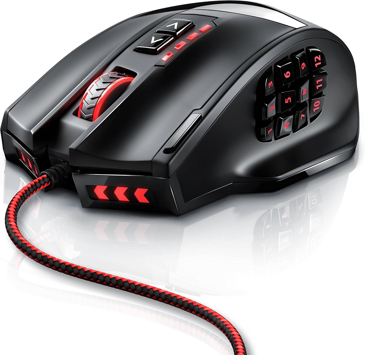 Titanwolf-16000 dpi Souris Laser de Gaming-18 Touches-Haute précision-Éclairage LED configurable-Technologie de capteurs Avago-MMO Gaming-Logiciel Inclus Touches programmables