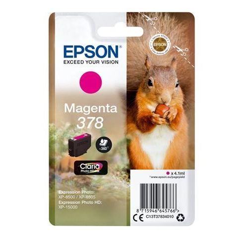 Epson 378 - 4.1 ml - magenta - original - emballage coque avec alarme radioélectrique/ acoustique - cartouche d'encre - pour Expression Home XP-8605, 8606; Expression Home HD XP-15000; Expression... Epson 378 - 4.1 ml - magenta - original - emballage coque avec alarme radioélectrique/ acoustique - cartouche d'encre - pour Expression Home XP-8605, 8606; Expression Home HD XP-15000; Expression...