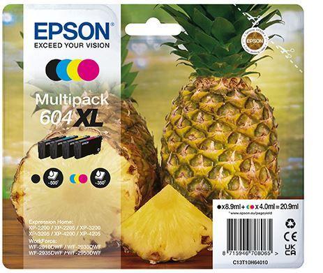 Epson 604XL Multipack - Pack de 4 - XL - noir, jaune, cyan, magenta - original - emballage coque avec alarme radioélectrique/ acoustique - cartouche d'encre - pour Expression Home XP-2200, 2205...