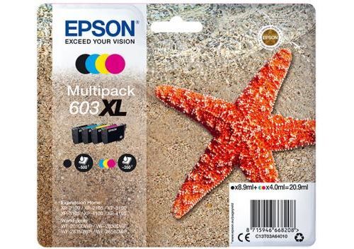 Epson 603XL Multipack - Pack de 4 - XL - noir, jaune, cyan, magenta - original - emballage coque avec alarme radioélectrique/ acoustique - cartouche d'encre - pour Expression Home XP-2150, 2155...