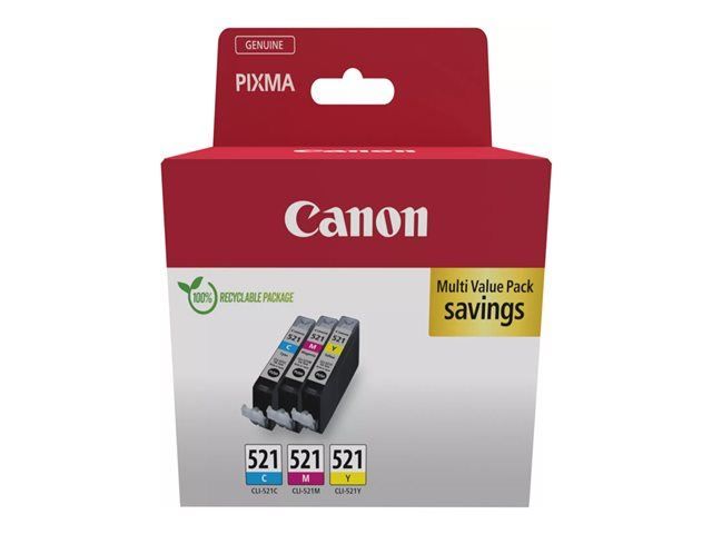 Pack De 3 Cartouches Cyan + + Jaune Canon Cli 521 C Y Canon - vue 7