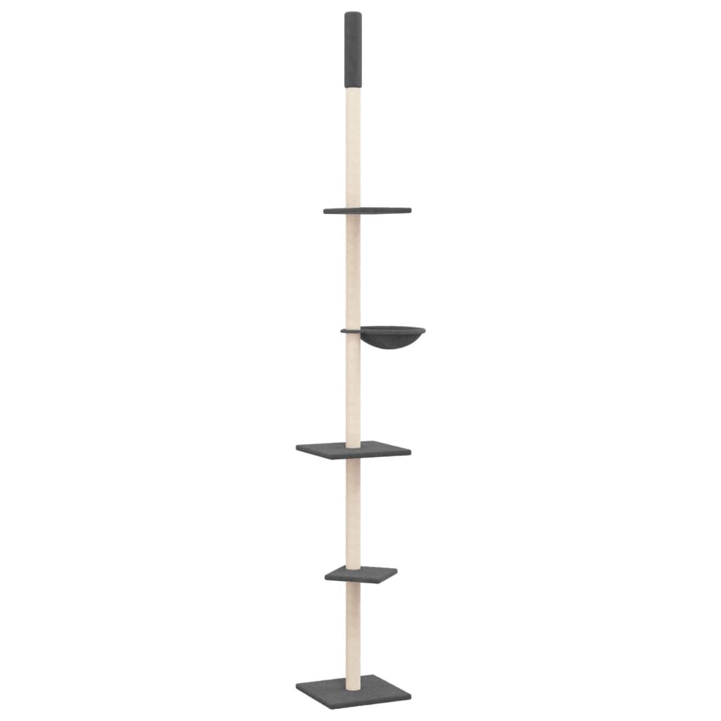 Vidaxl Arbre À Chat Du Sol Au Plafond Gris Foncé 263,5-289,5 Cm