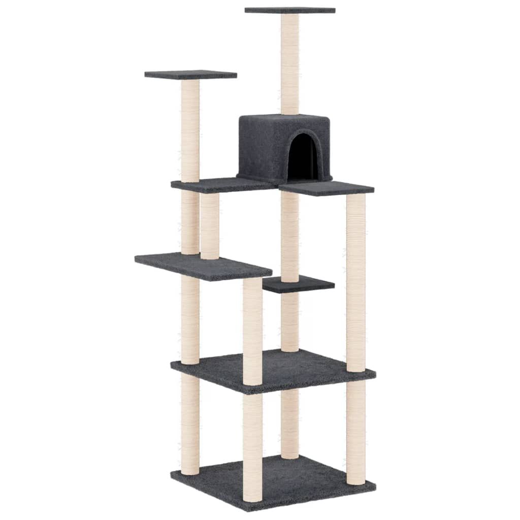 Meilleurs prix pour 171638  vidaXL Arbre à chat avec griffoirs en sisal Gris foncé 153 cm