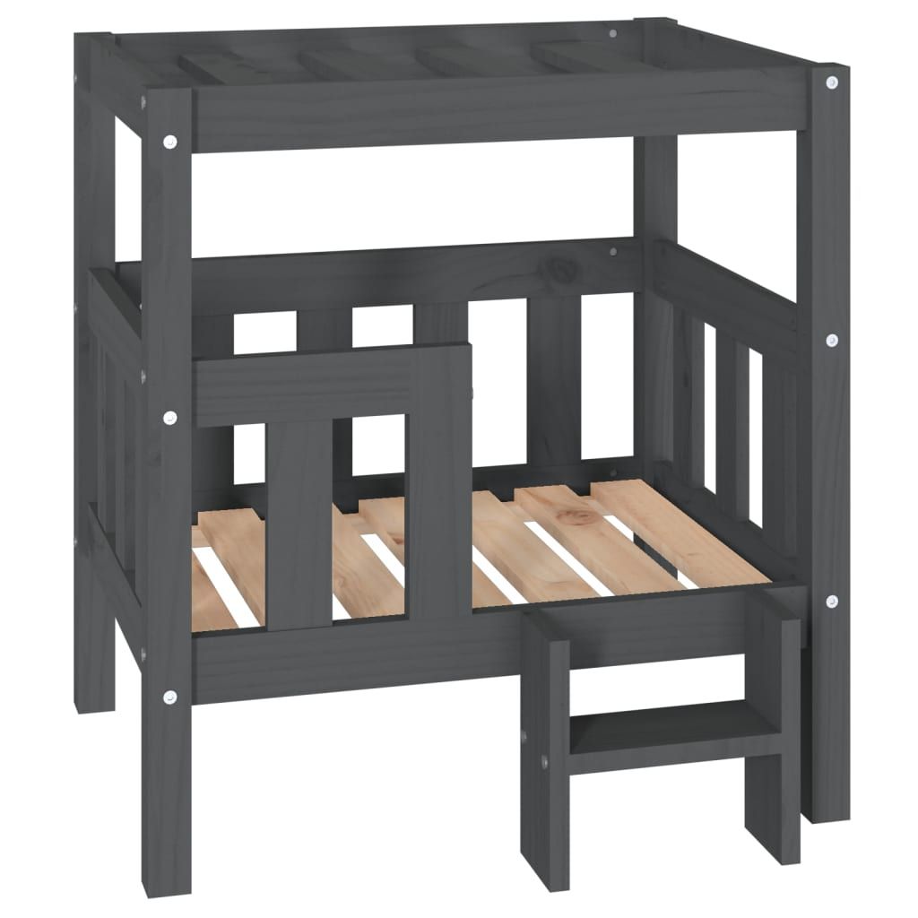 Comparer les prix de vidaXL Lit pour chien Gris 65,5x43x70 cm Bois de pin solide