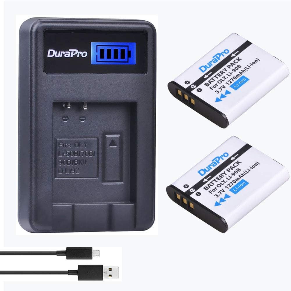 Lot de 2 Batteries DB-110 LI-92B + Chargeur USB LCD pour Appareil Photo Olympus Tough TG-5, TG-Tracker, SH-1, SH-2, SP-100 IHS, Ricoh DB-110, Ricoh GR III, GR IIIx, Theta X, WG-6, G900