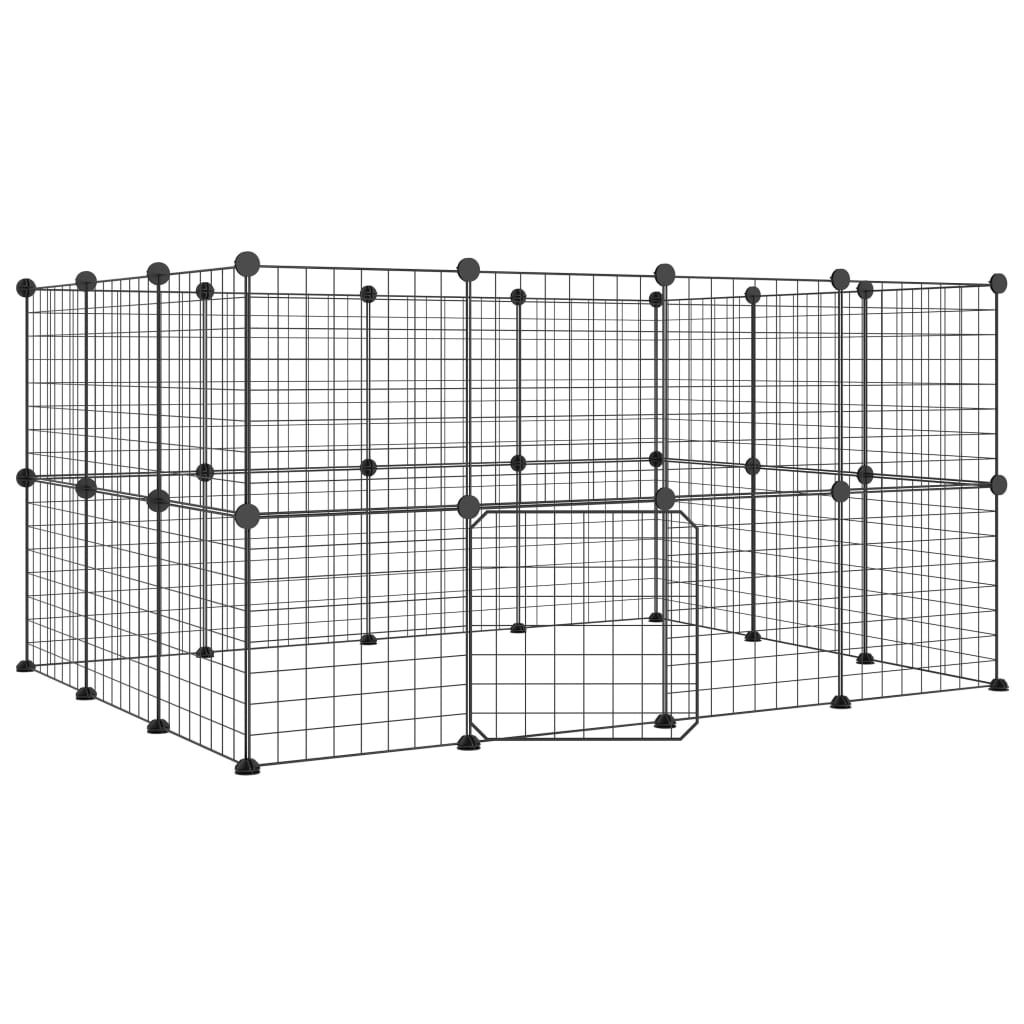 Comparer les prix de 3114038 vidaXL Cage animaux de compagnie à 28 panneaux et porte Noir 35x35 cm