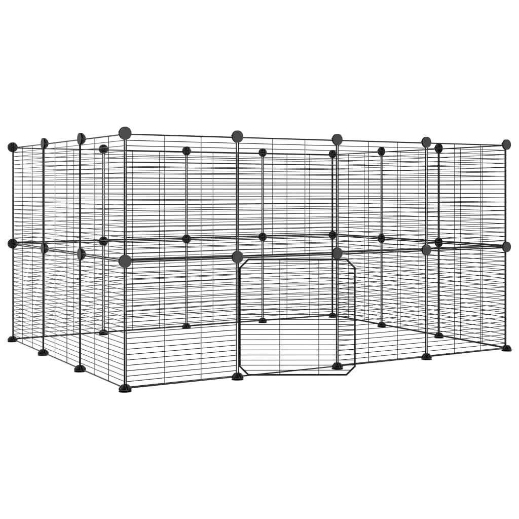 Comparer les prix de vidaXL Cage Animaux de Compagnie à 28 Panneaux et Porte Noir 35x35 cm Enclos 3114044