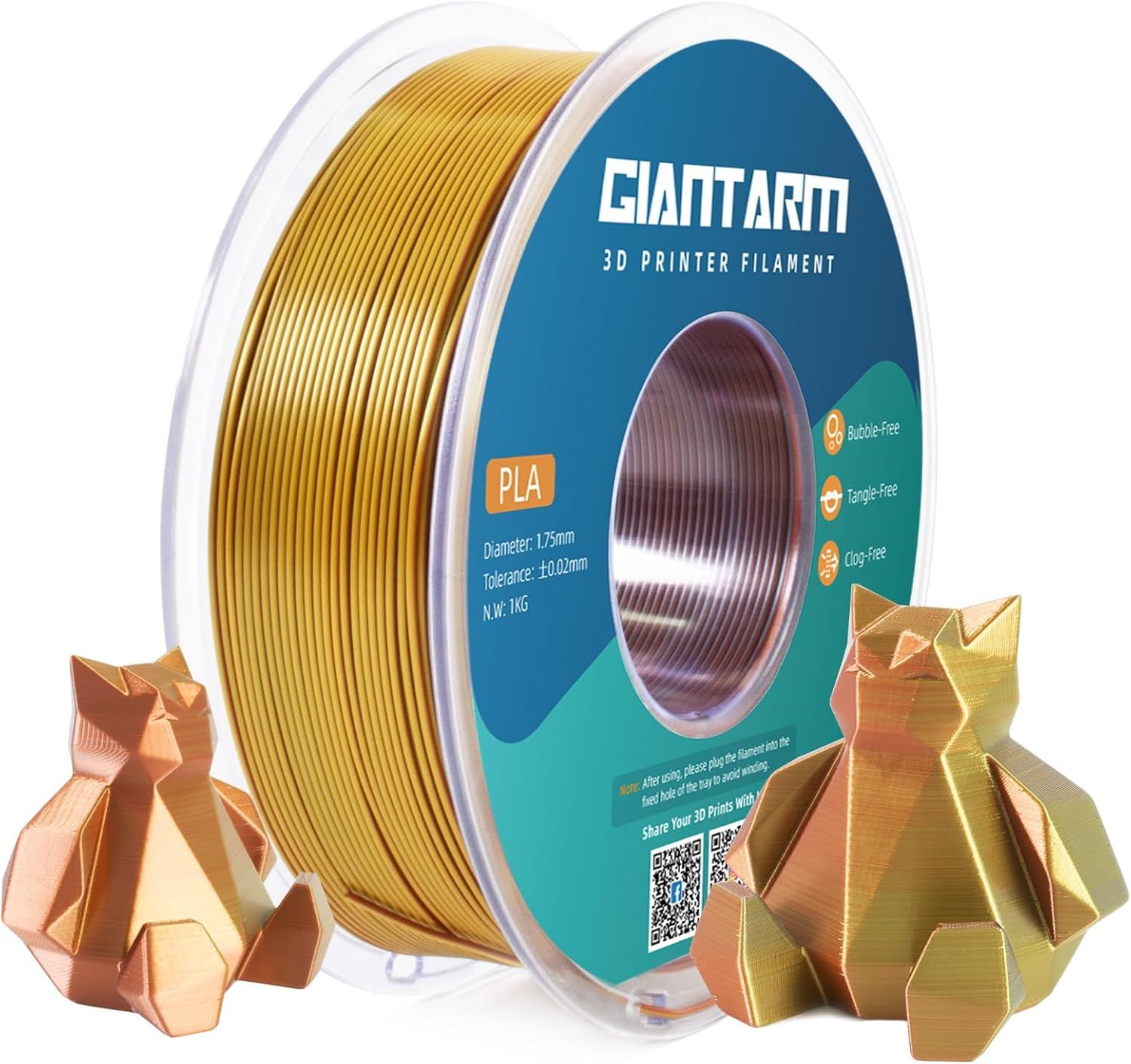 Tricolor Silk PLA Filament 1.75mm,3D Drucker PLA SILK Filament 1KG/Spule,Silk Gold Silber Copper