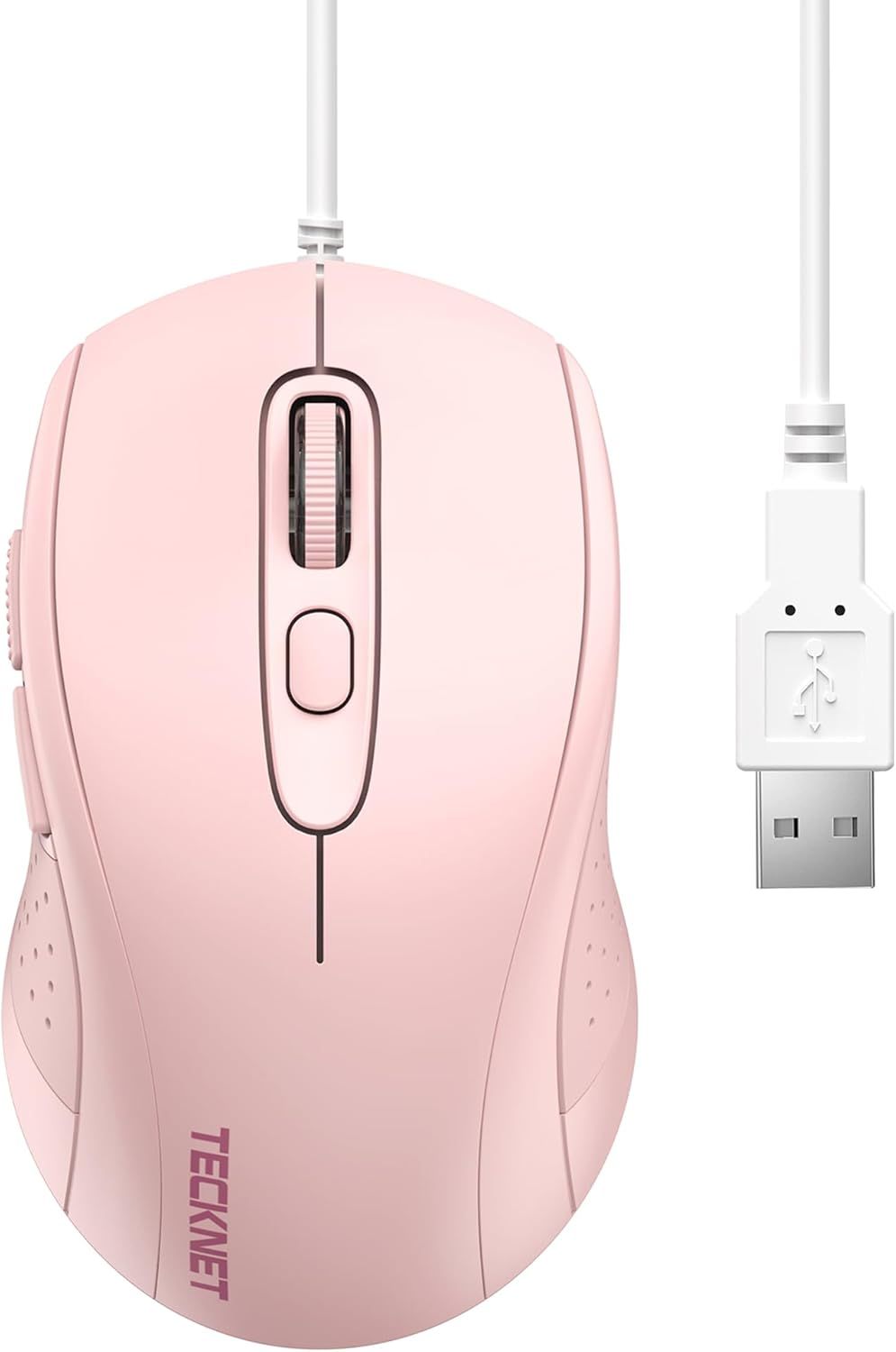 Souris avec câble, 3600 DPI Optical Business Mouse Ergonomique Filaire avec 6 Boutons, 4 Niveaux DPI réglables, Plug & Play, pour Ordinateur Portable/PC/Mac - Rose