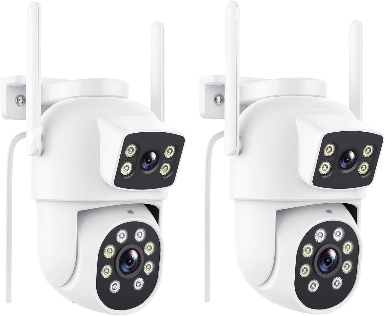 2.5K Camera Surveillance WiFi Exterieure, PTZ 360° Caméra IP Extérieure avec Double Objectif, Vision Nocturne Couleur, Détection Humaine, Audio Bidirectionnel, Suivi Intelligent, 2 Pack