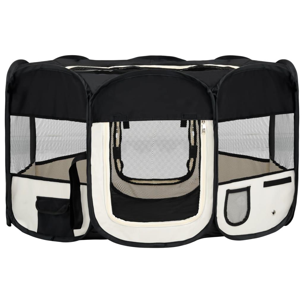 Meilleurs prix pour Vidaxl Parc Pliable Pour Chien Avec Sac De Transport Noir 145x145x61cm