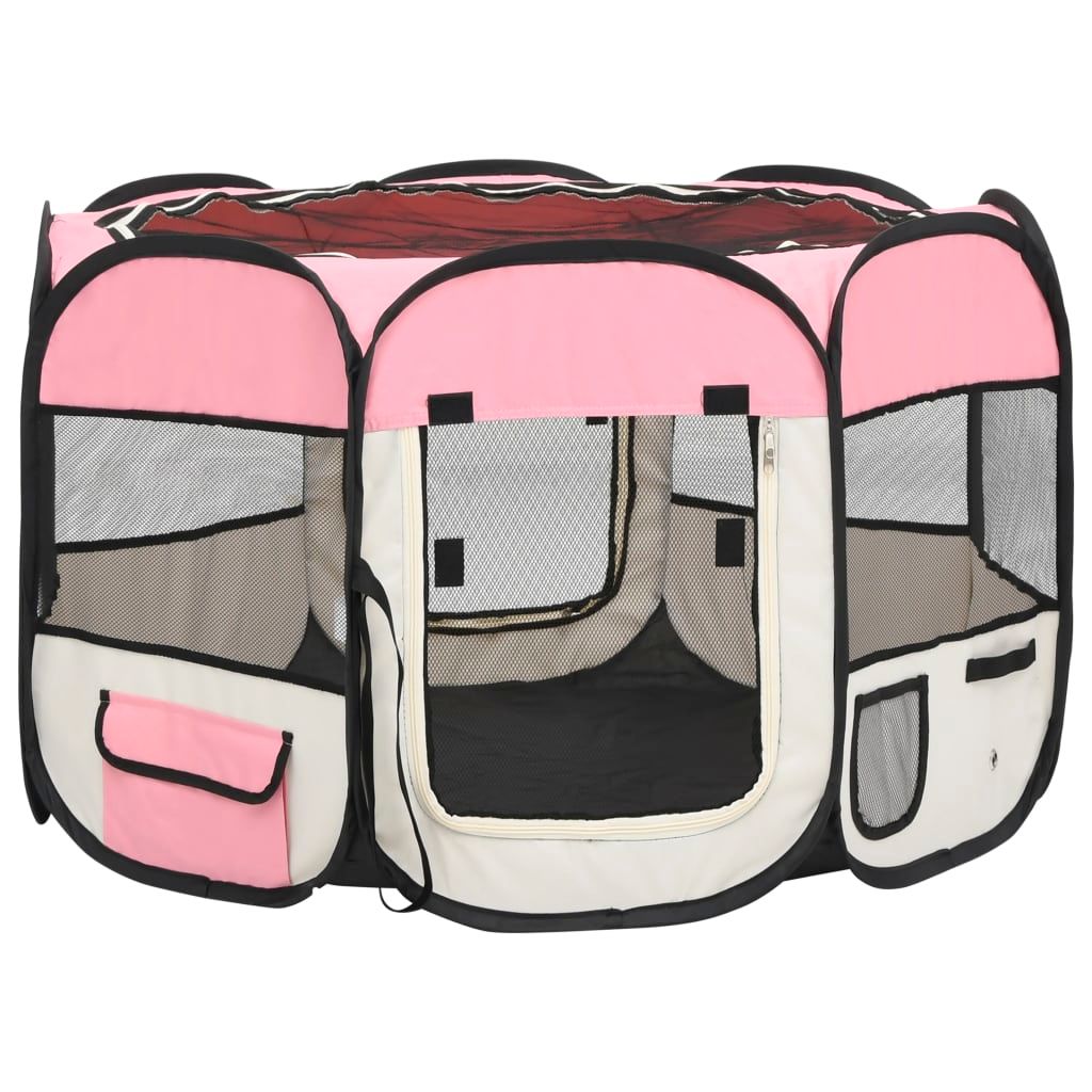 Meilleurs prix pour Vidaxl Parc Pour Chiens Pliable Avec Sac De Transport Rose 90x90x58 Cm