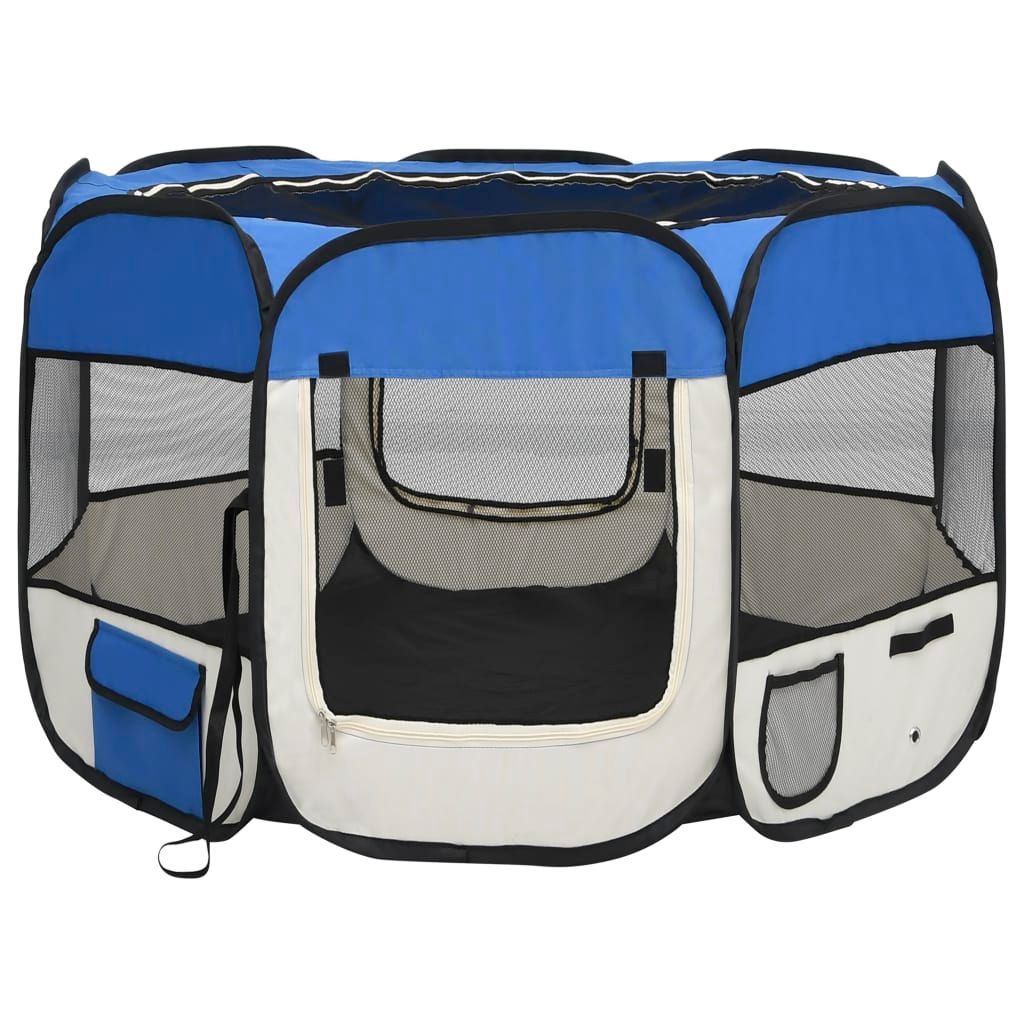 Meilleurs prix pour Vidaxl Parc Pour Chiens Pliable Avec Sac De Transport Bleu 90x90x58 Cm