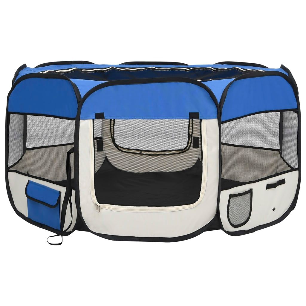 Comparer les prix de Vidaxl Parc Pliable Pour Chien Avec Sac De Transport Bleu 125x125x61cm