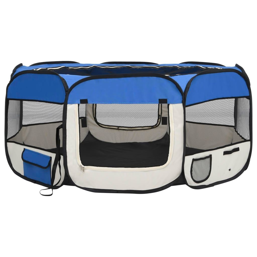 Meilleurs prix pour Vidaxl Parc Pliable Pour Chien Avec Sac De Transport Bleu 145x145x61cm